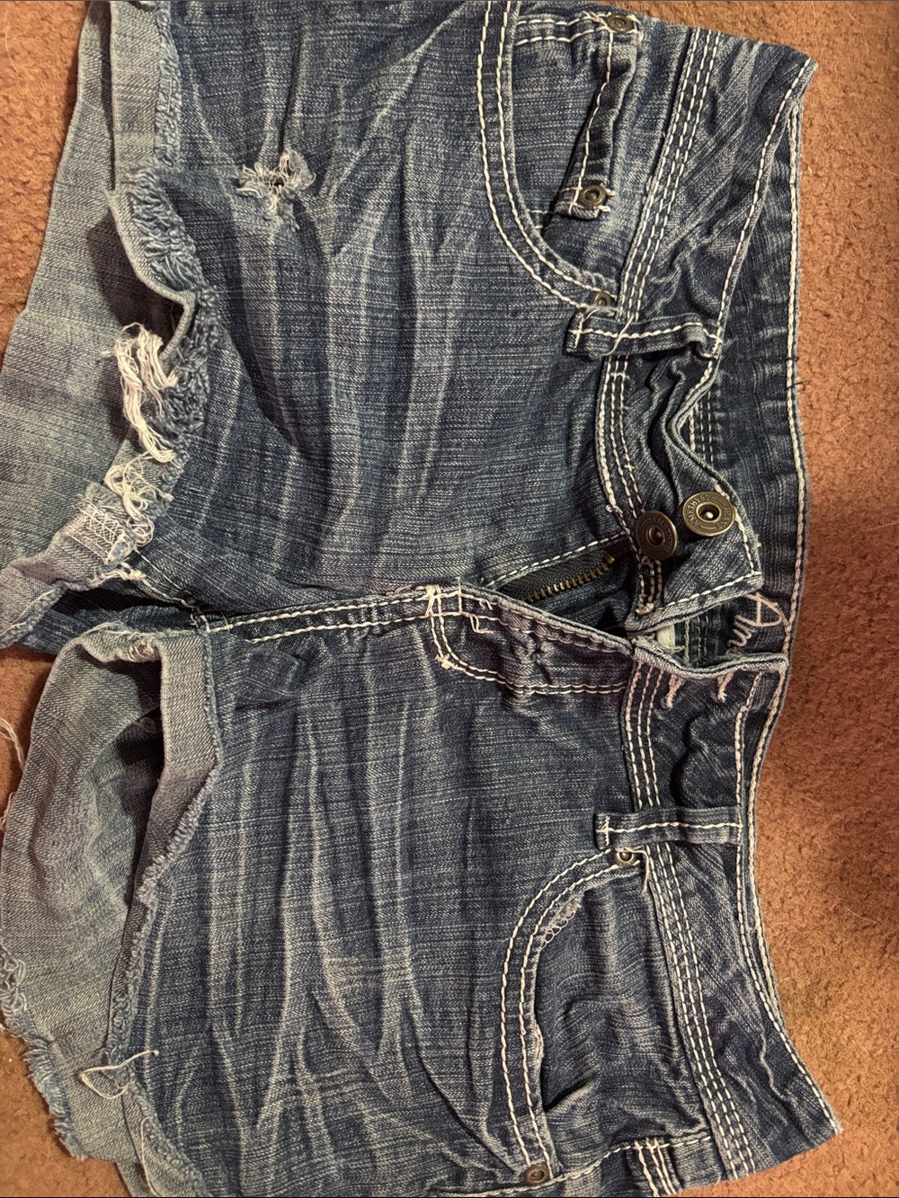 Amethyst Jeans Distressed Cropped Denim Shorts - Blue